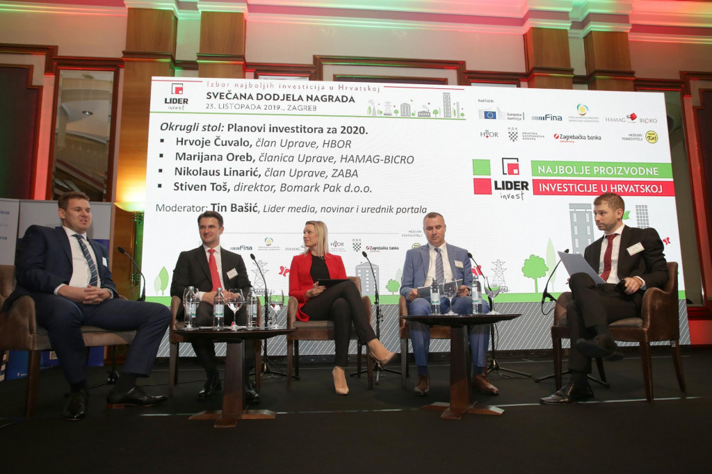 Lider invest 2019 ZAVRŠNA MANIFESTACIJA/okrugli stol; Stiven Toš, Nikolaus Linarić, Marijana Oreb, Hrvoje Čuvalo i Tin Bašić