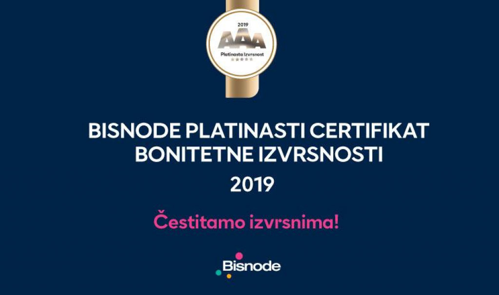 Bisnode - PLATINASTA BONITETNA IZVRSNOST 2019