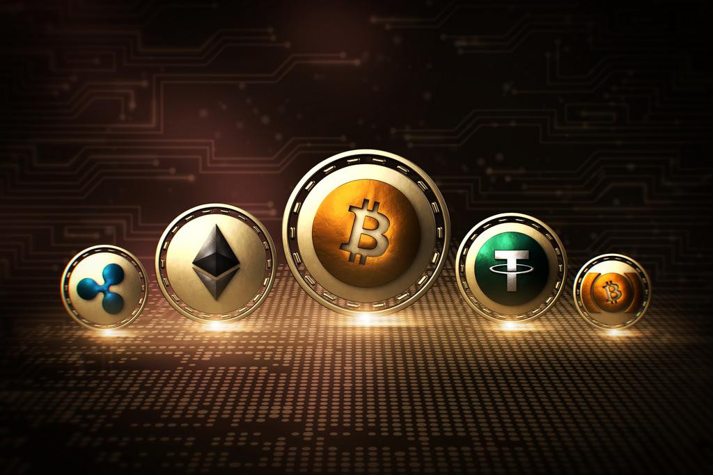 Top 5 Cryptocurrencies - June 2020 - Bitcoin Ethereum Tether Ripple Bitcoin Cash - 3D Coin