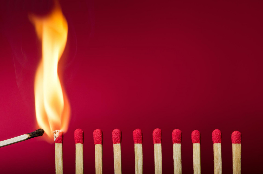 &lt;p&gt;Burning match setting fire to its neighbors, a metaphor for ideas and inspiration&lt;/p&gt;
