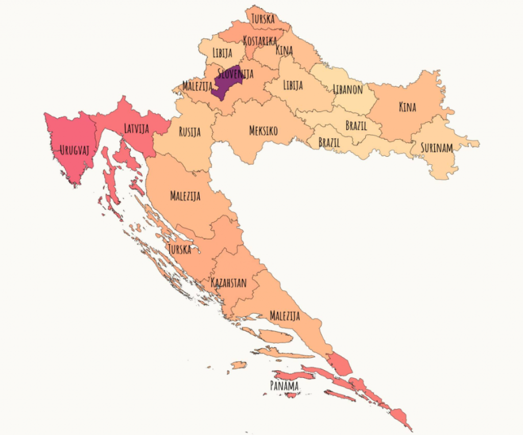 &lt;p&gt;Županije u Hrvatskoj po BDP-u po stanovniku i svjetske zemlje s najsličnijim vrijednostima&lt;/p&gt;