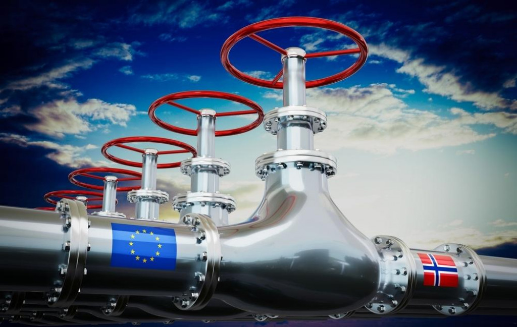 &lt;p&gt;Gas pipeline, flags of European Union and Norway - 3D illustration&lt;br&gt;
Norveška, EU, prirodni plin&lt;/p&gt;