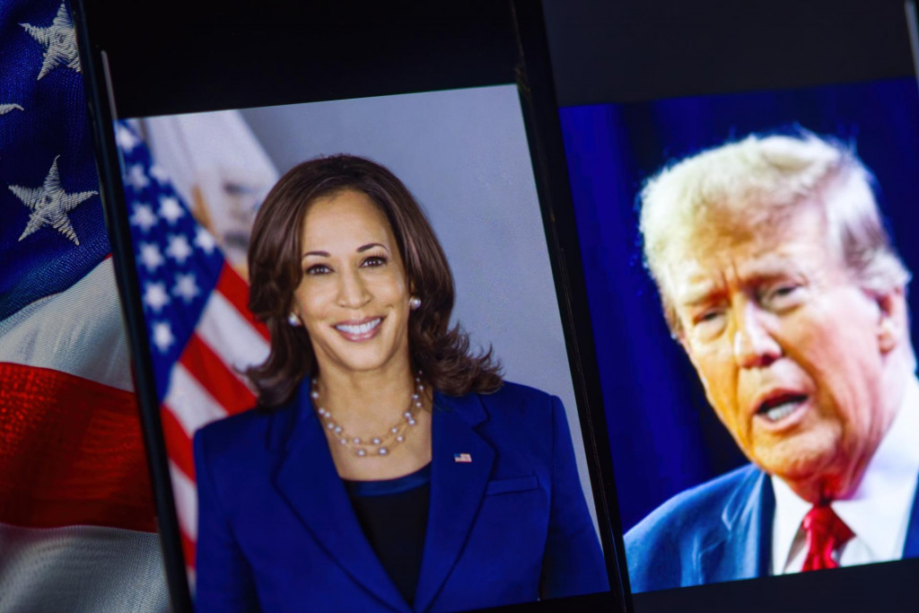 &lt;p&gt;Vice President of the United States Kamala Harris is sharp in the foreground, while republican candidate Donald Trump is blurred in the background, USA, Washington, July 21, 2024&lt;/p&gt;