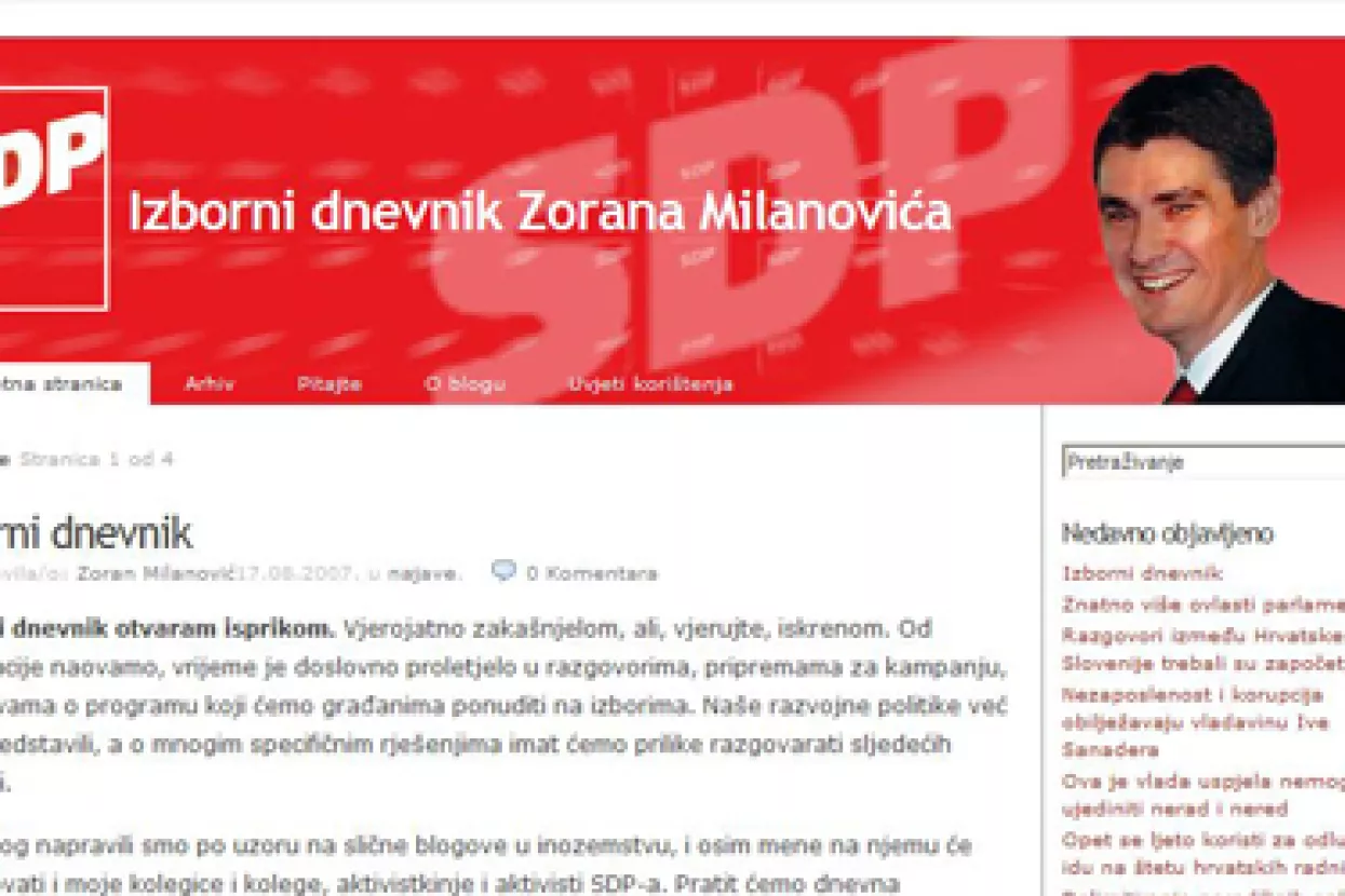 SDP: Otvoren blog 'Izborni dnevnik Zorana Milanovića'