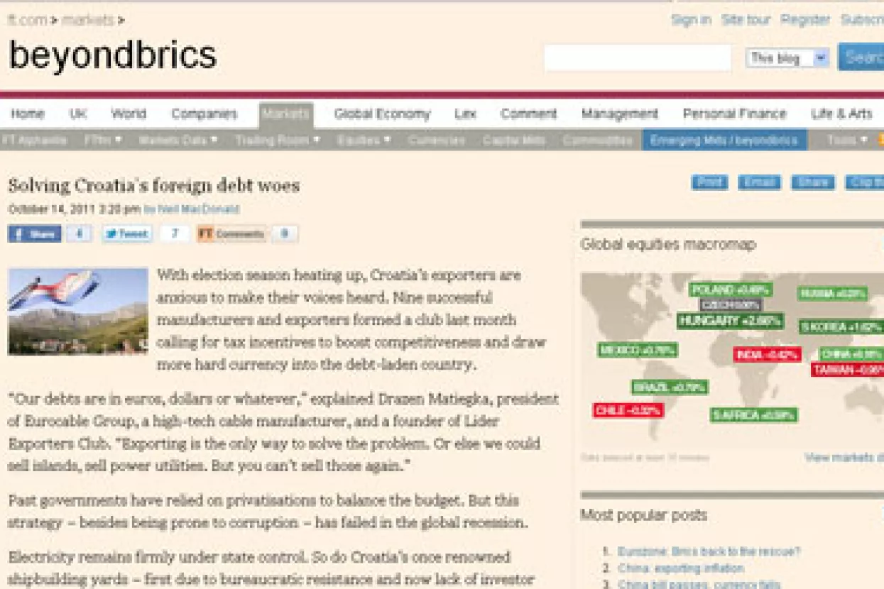 Financial Times o Liderovom Klubu izvoznika