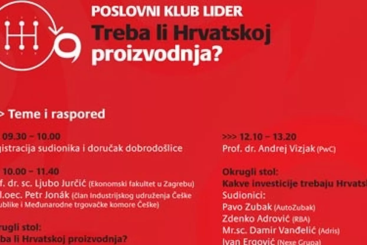 Drugi Poslovni klub Lider održat će se 17. studenoga