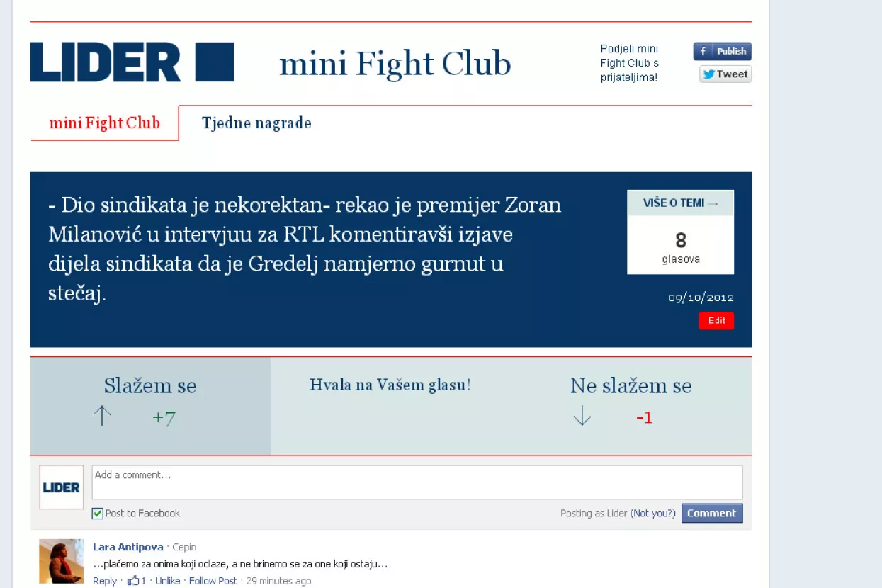 Liderov Facebook mini Fight Club