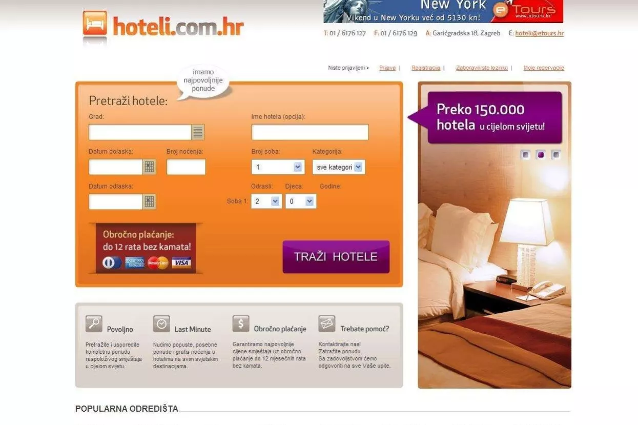 E-Toursova aplikacija za hotelski smje&scaron;taj u cijelom svijetu