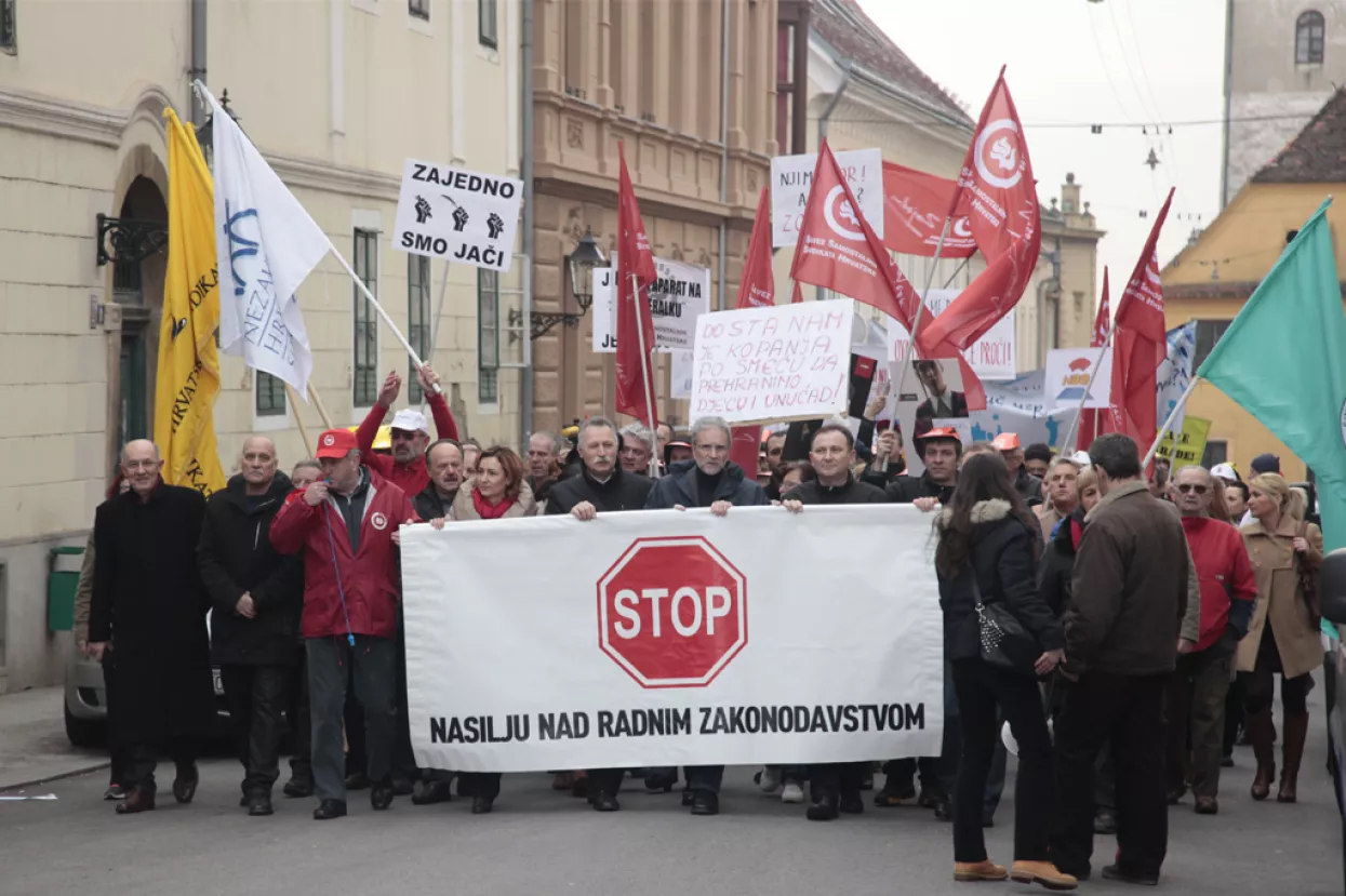 1500 sindikalaca prosvjedovalo protiv Zakona o radu na Markovom trgu