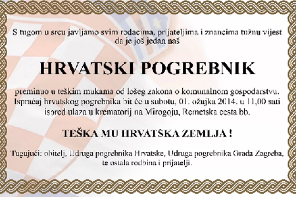 Mirni prosvjed pogrebnika najavljen za subotu