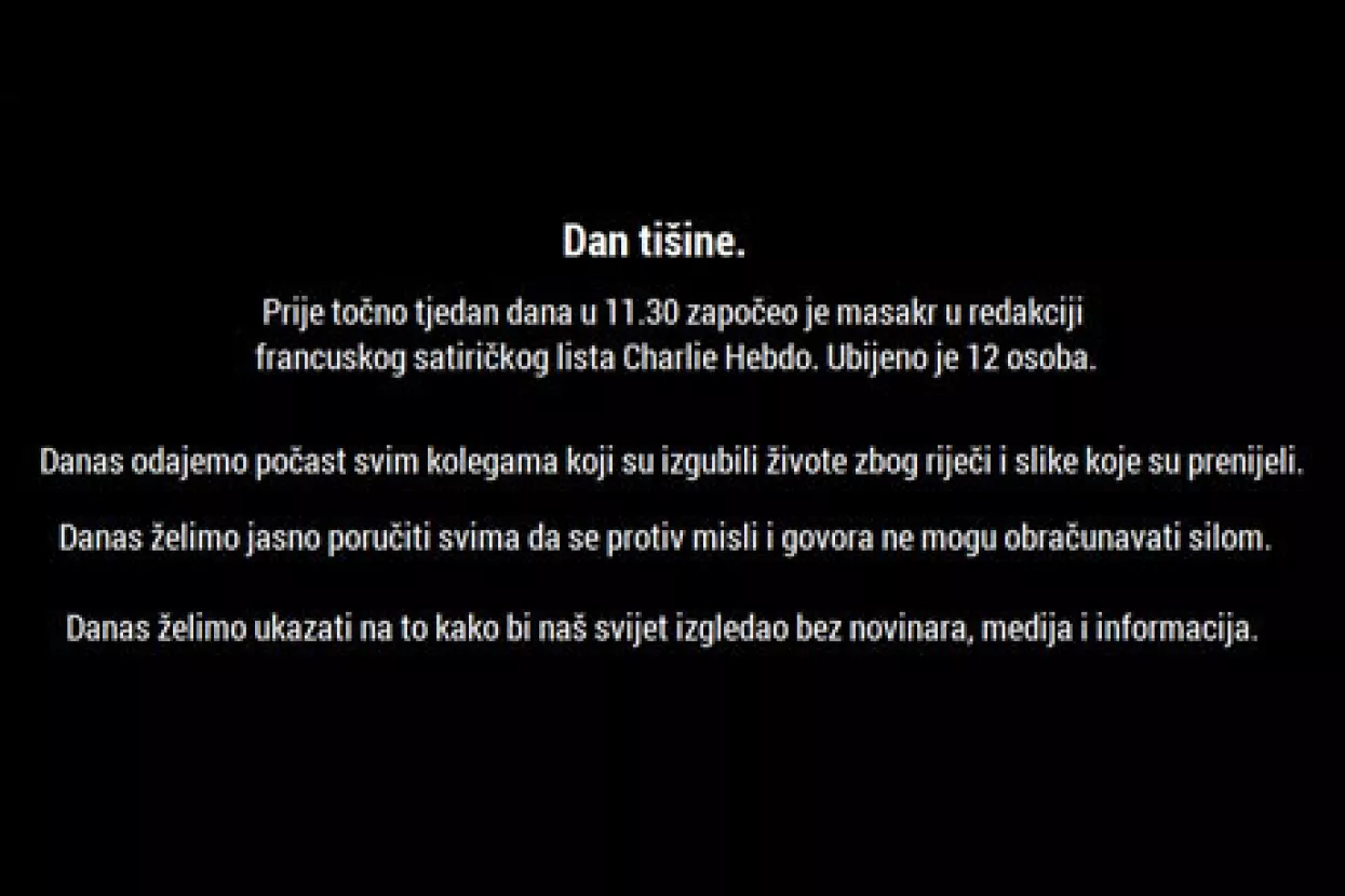 Dan ti&scaron;ine u spomen na masakr u pari&scaron;koj redakciji Charlie Hebdo