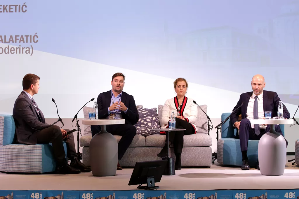 14. susret gradonačelnika i poduzetnika. Panel: Od otpada do energije, Roko Kalafatić, Marin Gregorović, Maja Feketić i Joško Klisović