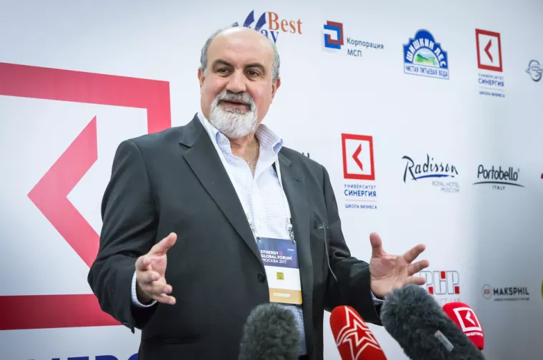Russia, Moscow, 11.27.2017 A Lebanese-American essayist, scholar, statistician, former trader, and risk analyst, Nassim Nicholas Taleb on Synergy Global Forum in Moscow
