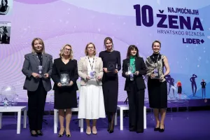 Žene u biznisu 2025. Dodjela priznanja: Andrea Pavlović, Nataša Rapaić, Zsuzsana Ortutay, Lada Fiorio Tedeschi, Nikolina Dizdar Čehulić i Aleksandra Rašić