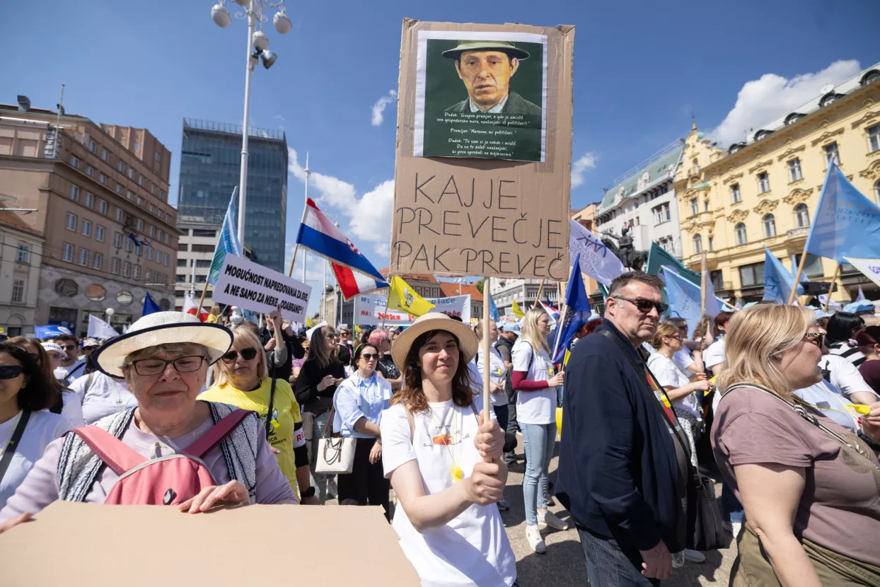 Prosvjed sindikata "Hrvatska zajedno za veće plaće i mirovine".