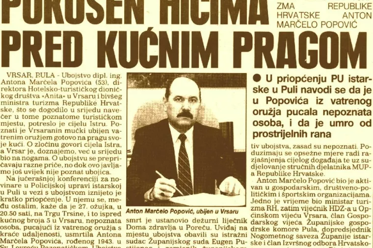 Faksimil izvje&scaron;taja o ubojstvu u Večernjem listu