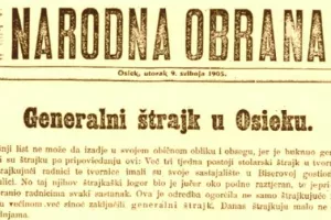 &Scaron;trajk na naslovnici Narodne obrane 10. svibnja 1905.