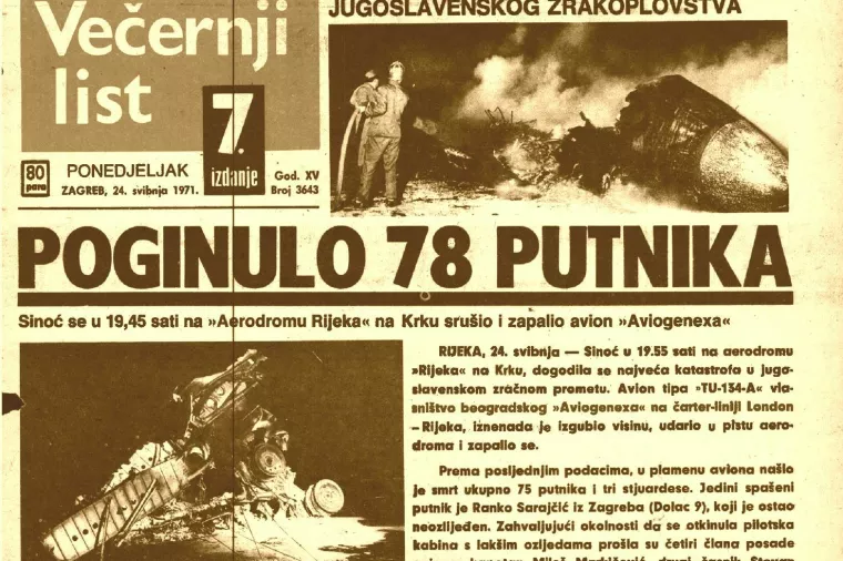  Naslovnica Večernjeg lista od 24. svibnja 1971.