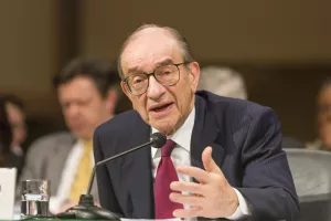 WASHINGTON, DC, USA - FEBRUARY 16, 2005U.S. Federal Reserve Chairman Alan Greenspan testifies before Congress.