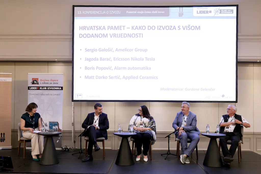 Konferencija o izvozu 2026. Panel 3: Gordana Gelenčer, Sergio Galo&scaron;ić, Jagoda Barać, Boris Popović i Matt Darko Sertić