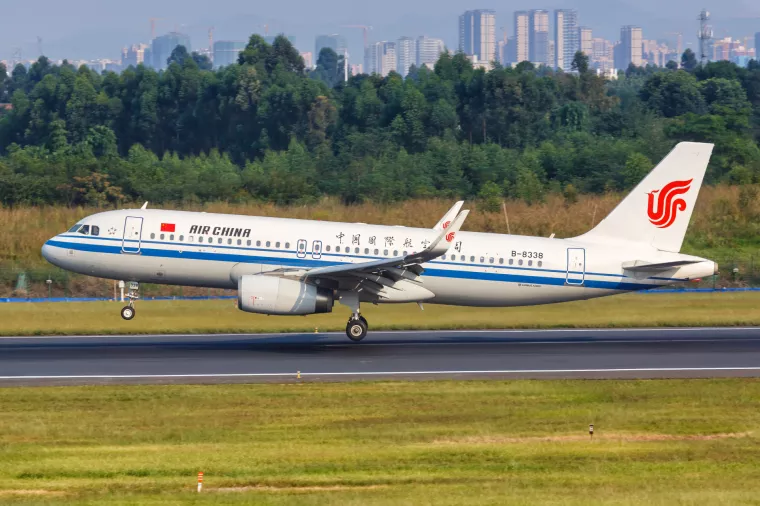 Chengdu, China - September 22, 2019Air China Airbus A320 airplane at Chengdu Airport (CTU) in China. Airbus is a European aircraft manufacturer based in Toulouse, France.