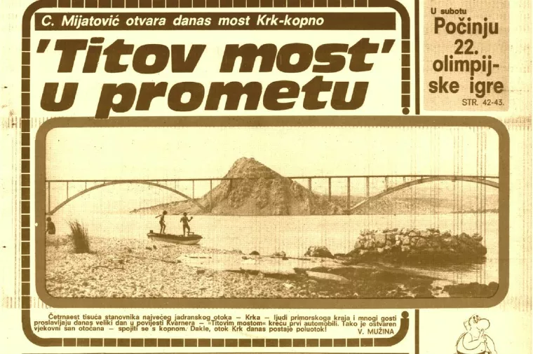 Faksimil naslovnice Večernjeg lista od 19. srpnja 1980.