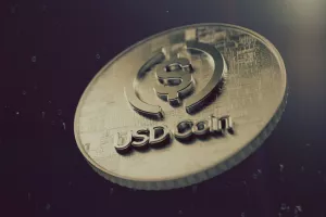 USD coin (USDC) cryptocurrency symbol. Cryptocurrency coin 3D illustration