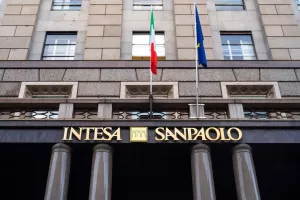 Milan, Italy - November 9, 2025 Intesa Sanpaolo is one of the largest and most prominent banking groups in Italy