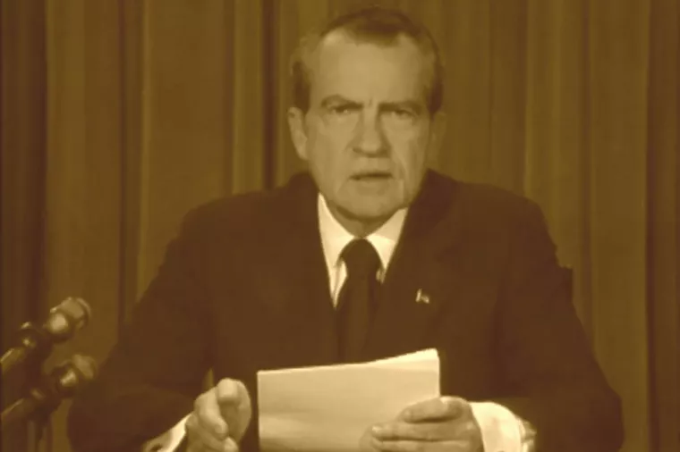 Richard Nixon čita tekst ostavke 9. kolovoza 1974.