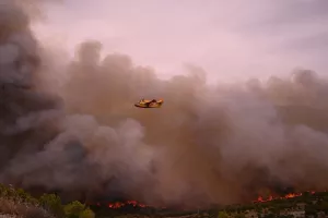 &Scaron;ibenik, Croatia - July 13th, 2023Wildfire at Greba&scaron;tica nearby &Scaron;ibenik.požar, kanaderi, vatra